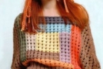 Pulovrové svetry z různobarevných nití, mohéru, pleteniny